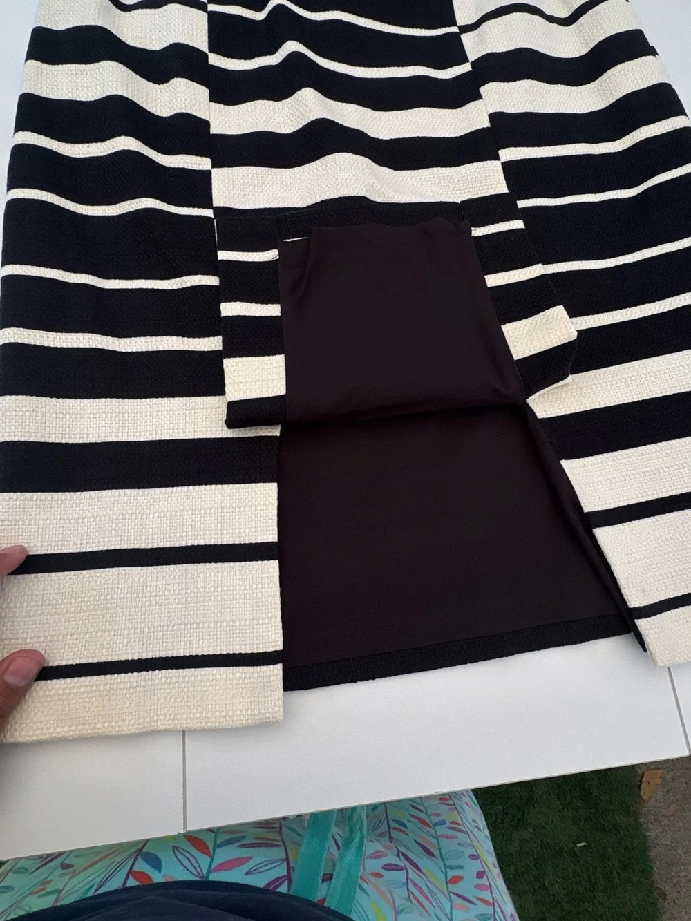 Ann Taylor Black and White Striped Pencil Skirt